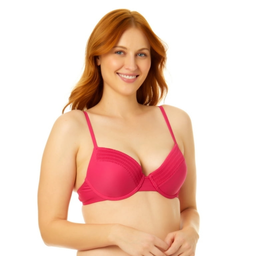 Women's Smocked Bikini Top Summer Fuchsia
